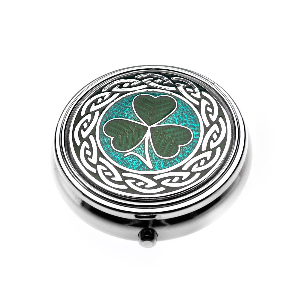 Irish Shamrock Enamel Large Pillbox